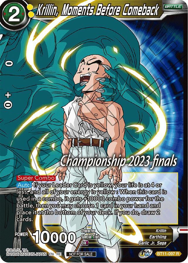 Krillin Moments Before Comeback 2023 Championship Finals Celebration Pack BT11-097 Tournament Promotion Cards Dragonball Super card