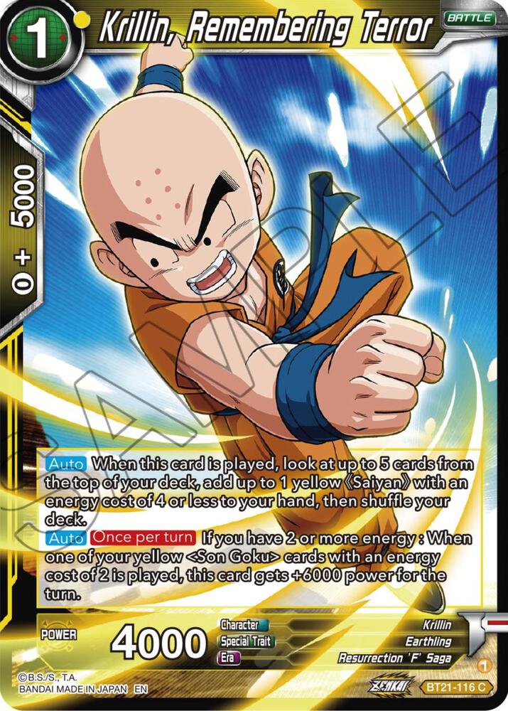 Krillin Remembering Terror Foil BT21-116 Wild Resurgence Dragonball Super card