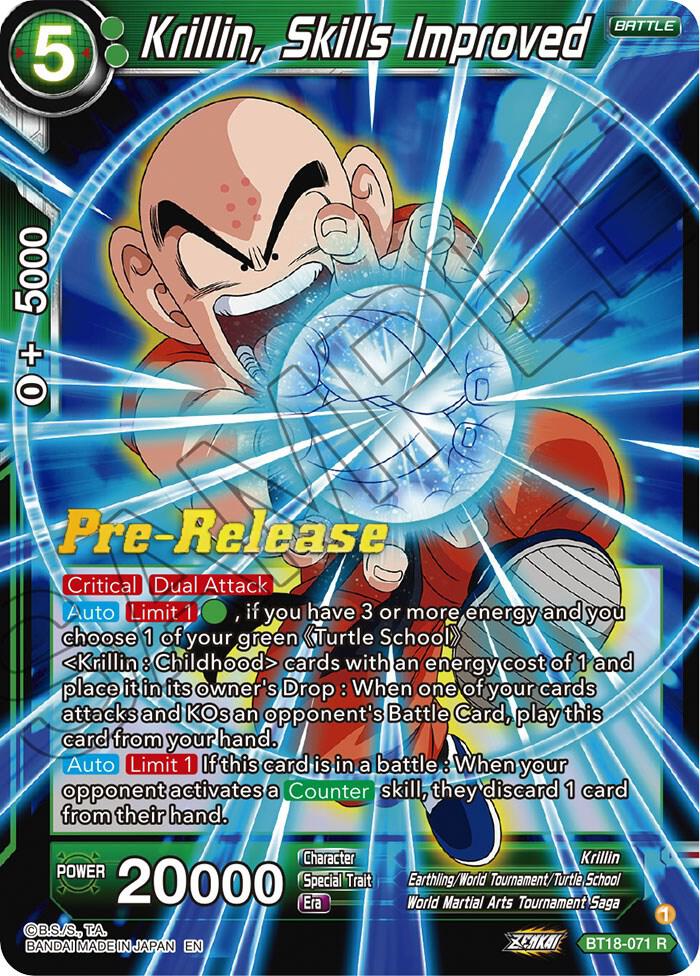 Krillin Skills Improved BT18-071 Dawn of the Z-Legends Pre-Release Cards Dragonball Super card