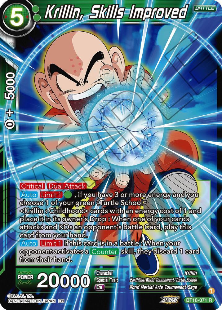 Krillin Skills Improved Foil BT18-071 Dawn of the Z-Legends Dragonball Super card