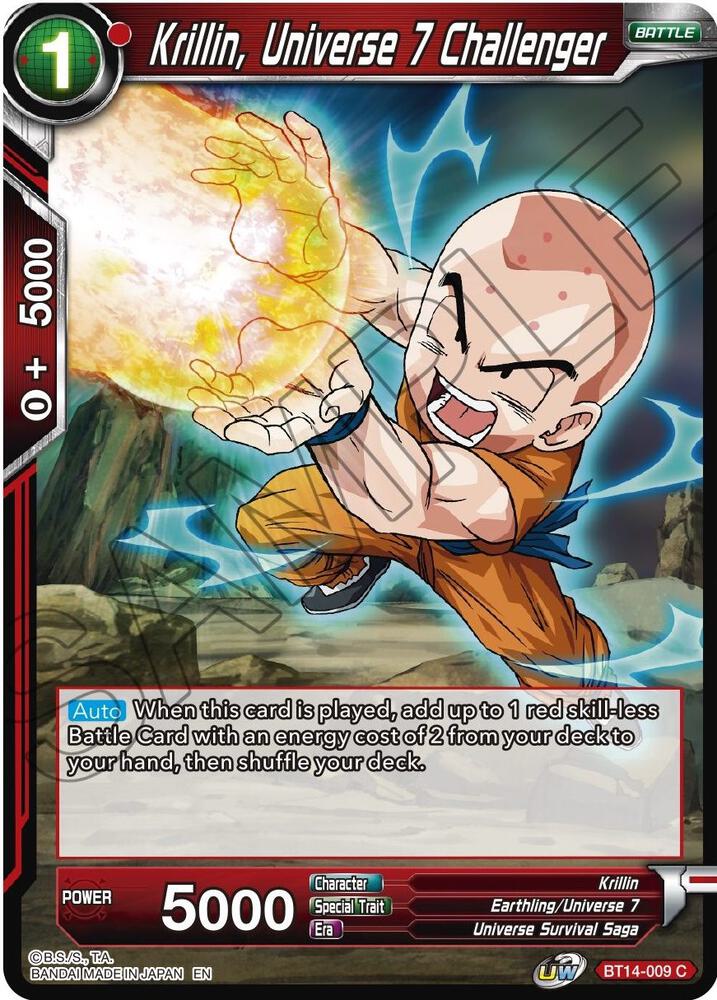 Krillin Universe 7 Challenger Foil BT14-009 Cross Spirits Dragonball Super card