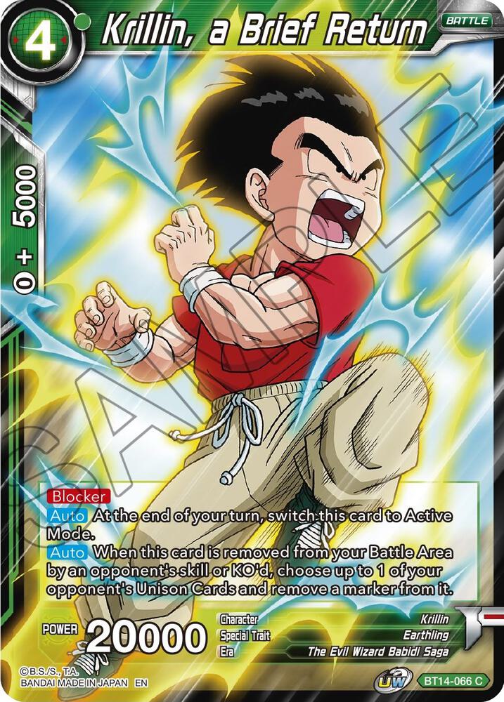 Krillin a Brief Return Foil BT14-066 Cross Spirits Dragonball Super card