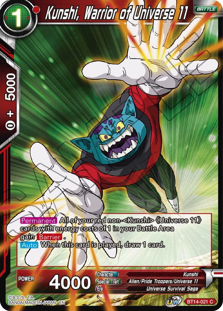 Kunshi Warrior of Universe 11 BT14-021 Cross Spirits Dragonball Super card