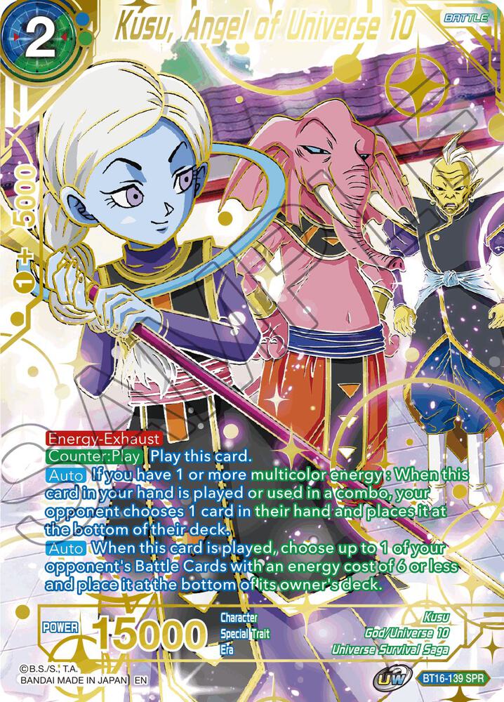 Kusu Angel of Universe 10 SPR BT16-139 Realm of the Gods Dragonball Super card