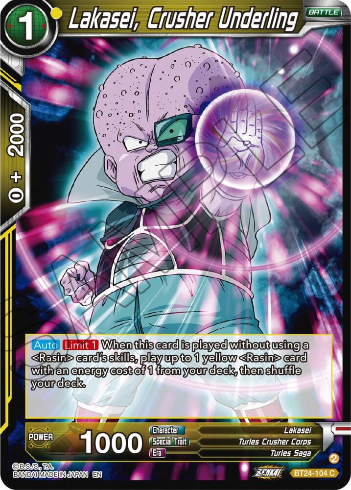 Lakasei Crusher Underling BT24-104 Beyond Generations Dragonball Super card