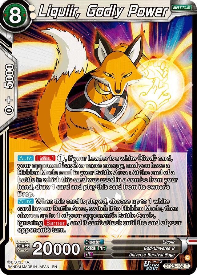 Liquiir Godly Power BT28-132 Prismatic Clash Dragonball Super card
