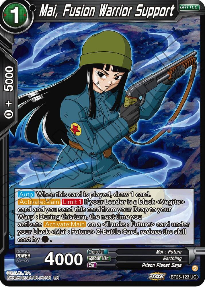 Mai Fusion Warrior Support BT25-123 Legend of the Dragon Balls Dragonball Super card