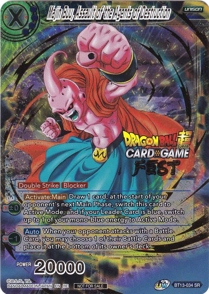 Majin Buu Assault of the Agents of Destruction Card Game Fest 2022 BT13-034 Tournament Promotion Cards Dragonball Super card