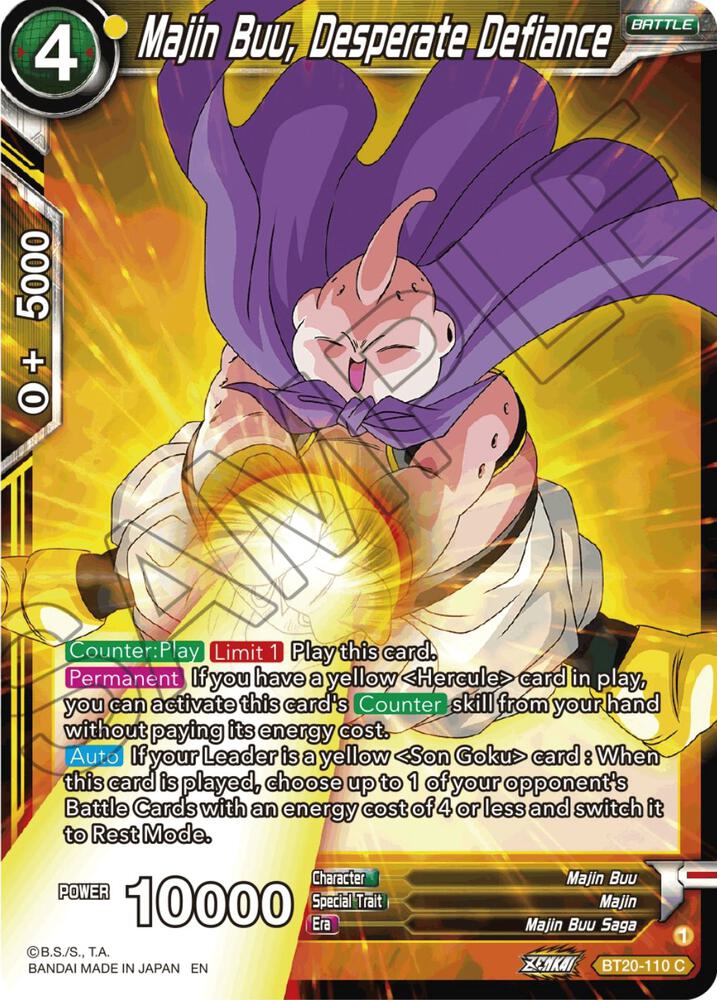 Majin Buu Desperate Defiance Foil BT20-110 Power Absorbed Dragonball Super card
