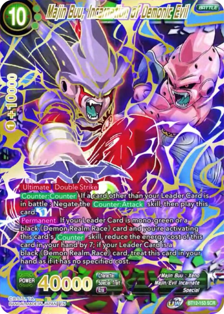 Majin Buu Incarnation of Demonic Evil BT12-153 Vicious Rejuvenation Dragonball Super card