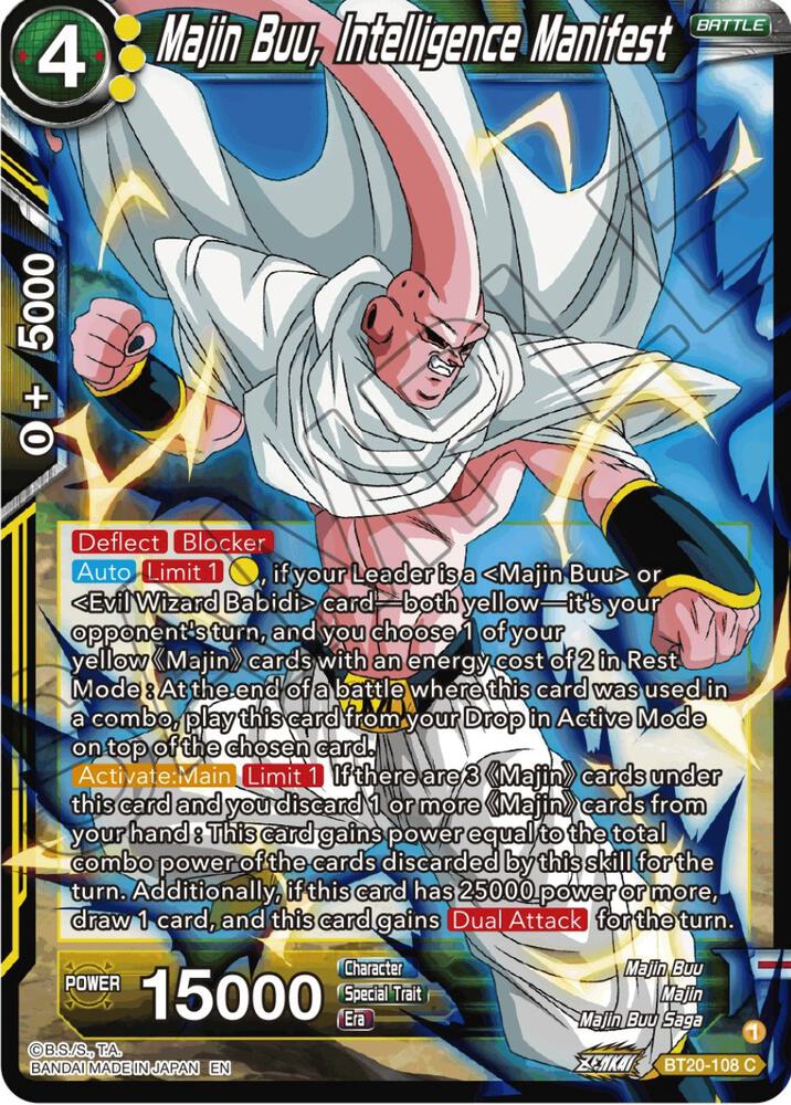 Majin Buu Intelligence Manifest Foil BT20-108 Power Absorbed Dragonball Super card