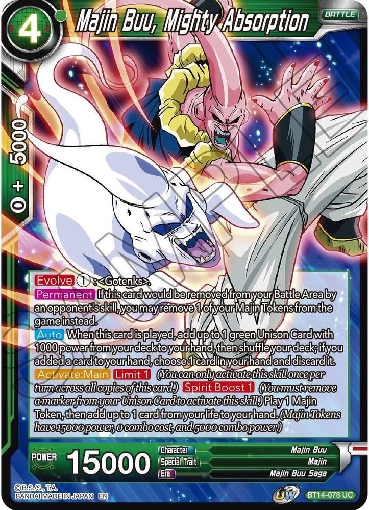 Majin Buu Mighty Absorption BT14-078 Cross Spirits Dragonball Super card