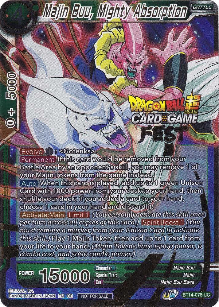 Majin Buu Mighty Absorption Card Game Fest 2022 BT14-078 Tournament Promotion Cards Dragonball Super card
