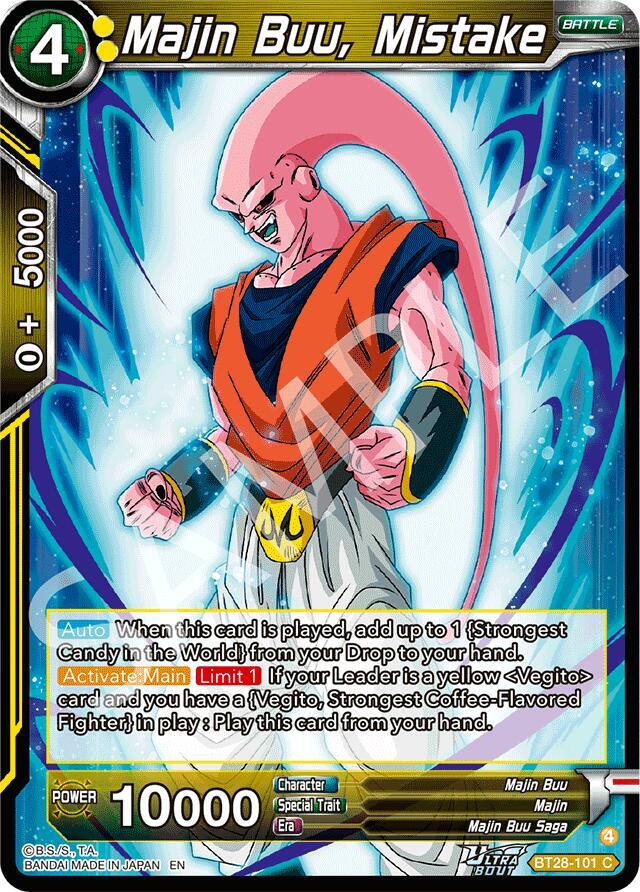 Majin Buu Mistake BT28-101 Prismatic Clash Dragonball Super card