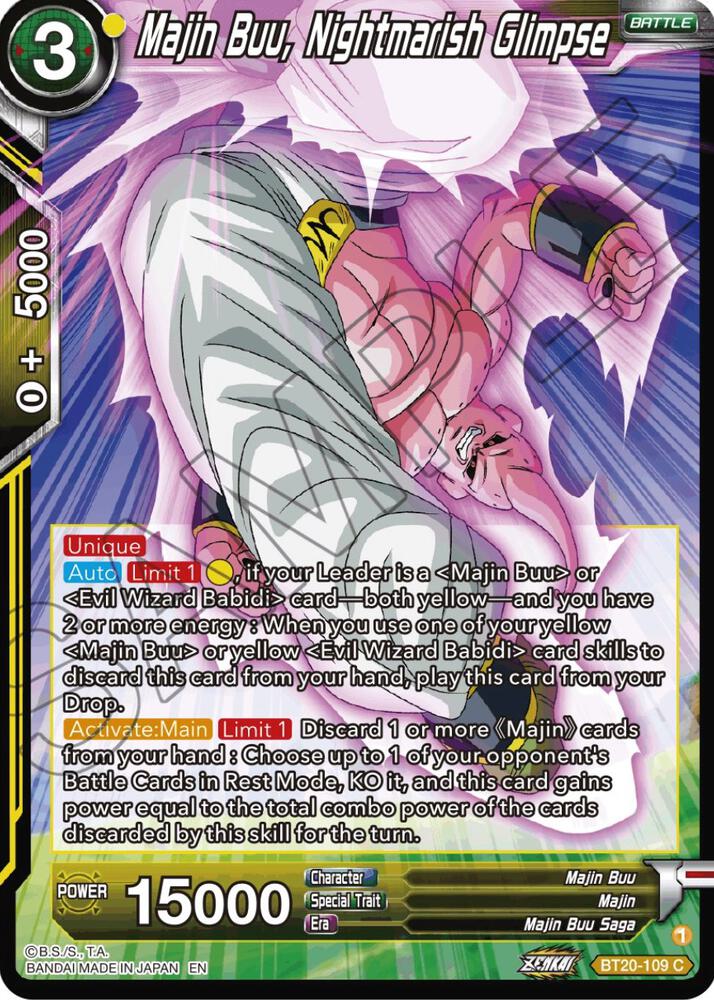 Majin Buu Nightmarish Glimpse Foil BT20-109 Power Absorbed Dragonball Super card