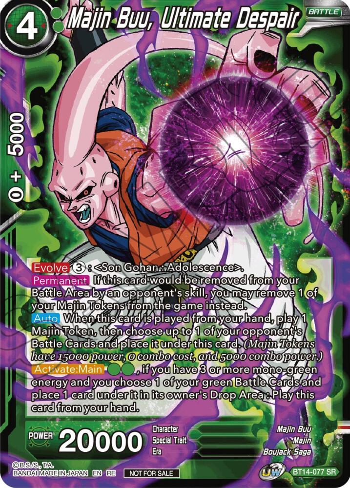 Majin Buu Ultimate Despair Championship Selection Pack 2023 Vol2 Silver Foil BT14-077 Tournament Promotion Cards Dragonball Super card