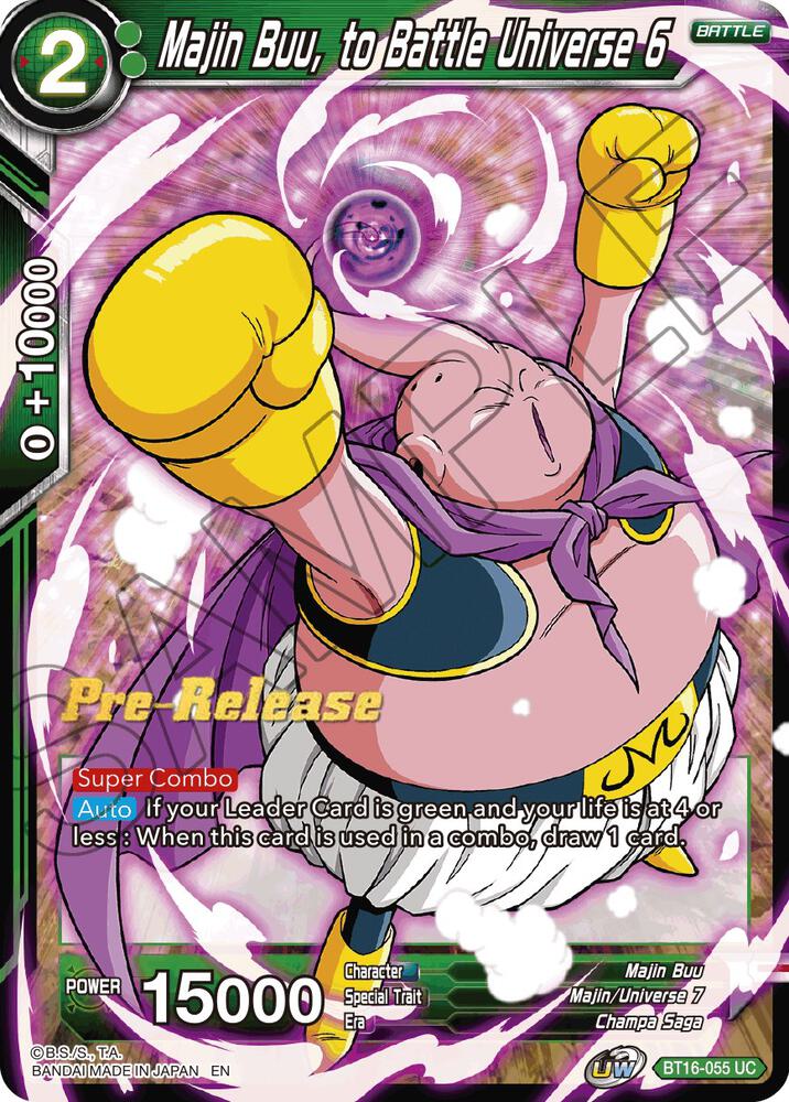 Majin Buu to Battle Universe 6 BT16-055 Realm of the Gods Pre-Release Cards Dragonball Super card