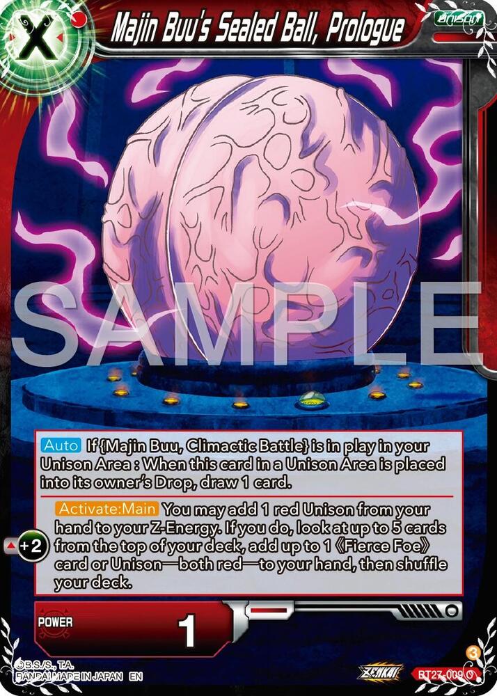 Majin Buus Sealed Ball Prologue BT27-009 History of Z Dragonball Super card