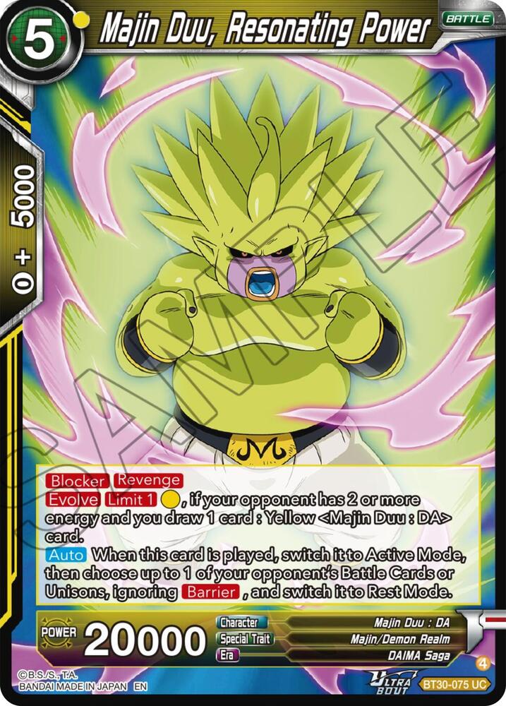Majin Duu Resonating Power BT30-075 Three Glorious Fighters Dragonball Super card