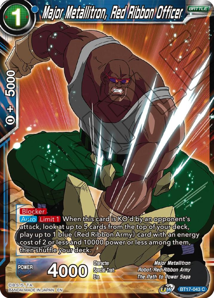 Major Metallitron Red Ribbon Officer BT17-043 Ultimate Squad Dragonball Super card