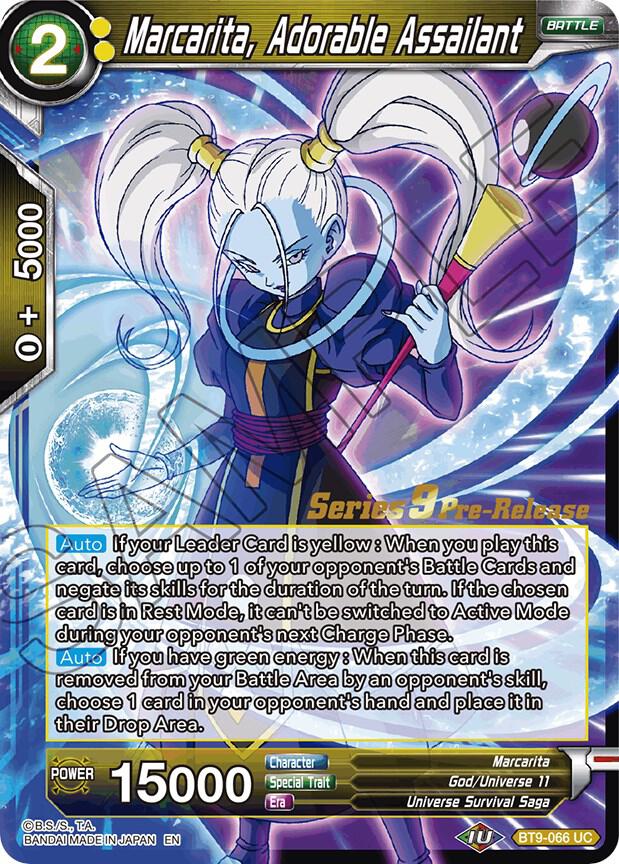 Marcarita Adorable Assailant BT9-066 Universal Onslaught Pre-Release Cards Dragonball Super card