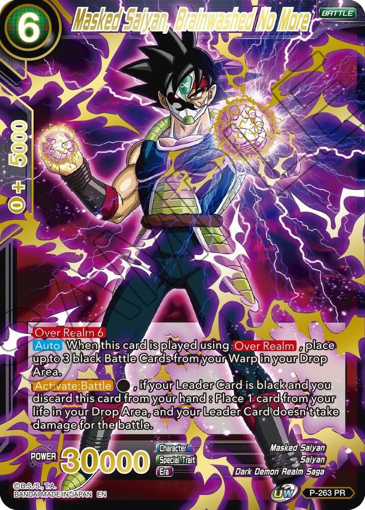 Masked Saiyan Brainwashed No More Gold Stamped P-263 Mythic Booster Dragonball Super card