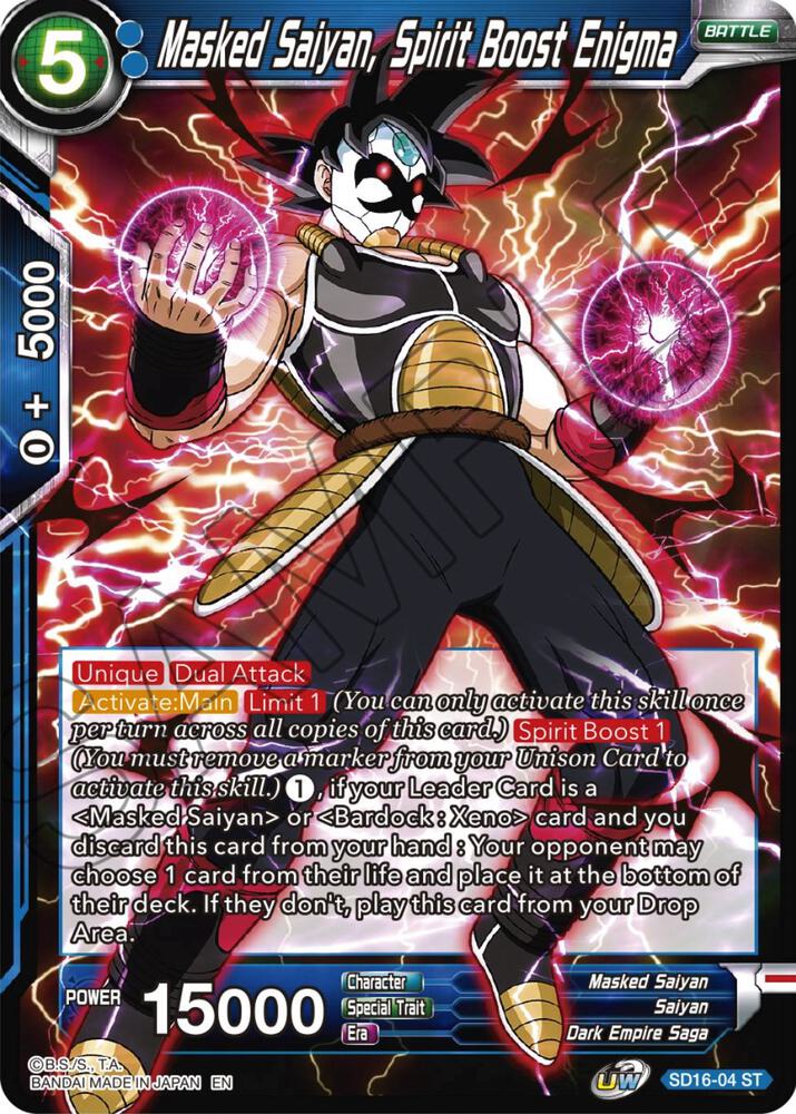 Masked Saiyan Spirit Boost Enigma SD16-04 Cross Spirits Dragonball Super card
