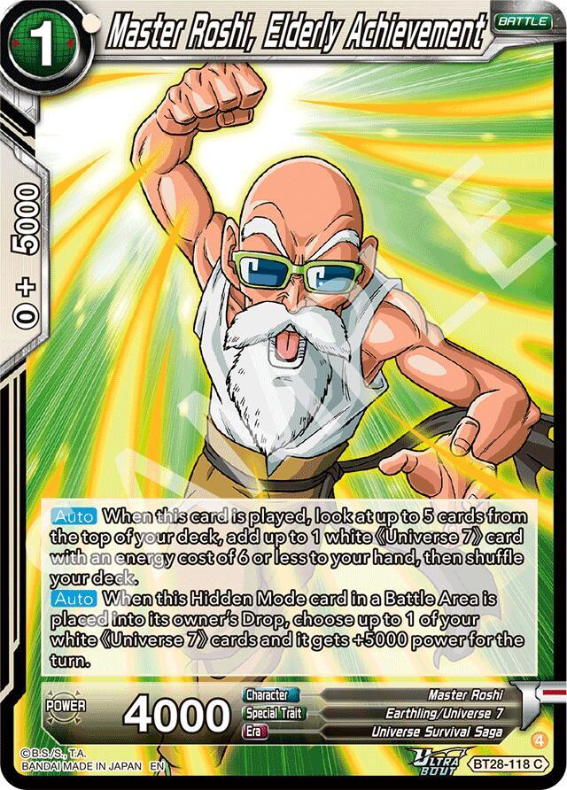 Master Roshi Elderly Achievement BT28-118 Prismatic Clash Dragonball Super card