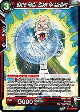 Master Roshi Ready for Anything BT12-010 Vicious Rejuvenation Dragonball Super card