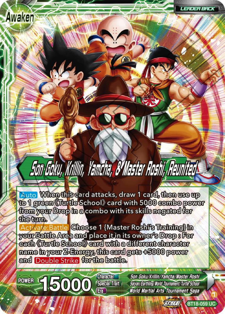 Master Roshi Son Goku Krillin Yamcha and Master Roshi Reunited Foil BT18-059 Dawn of the Z-Legends Dragonball Super card