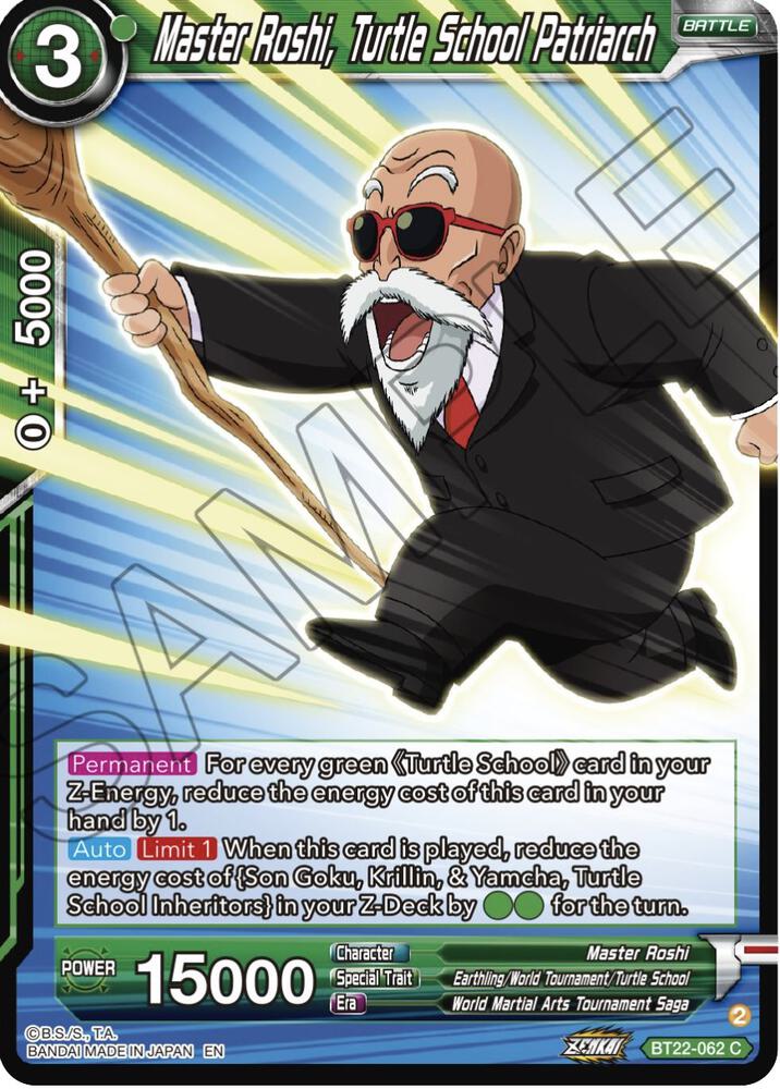 Master Roshi Turtle school Patriarch Foil BT22-062 Critical Blow Dragonball Super card
