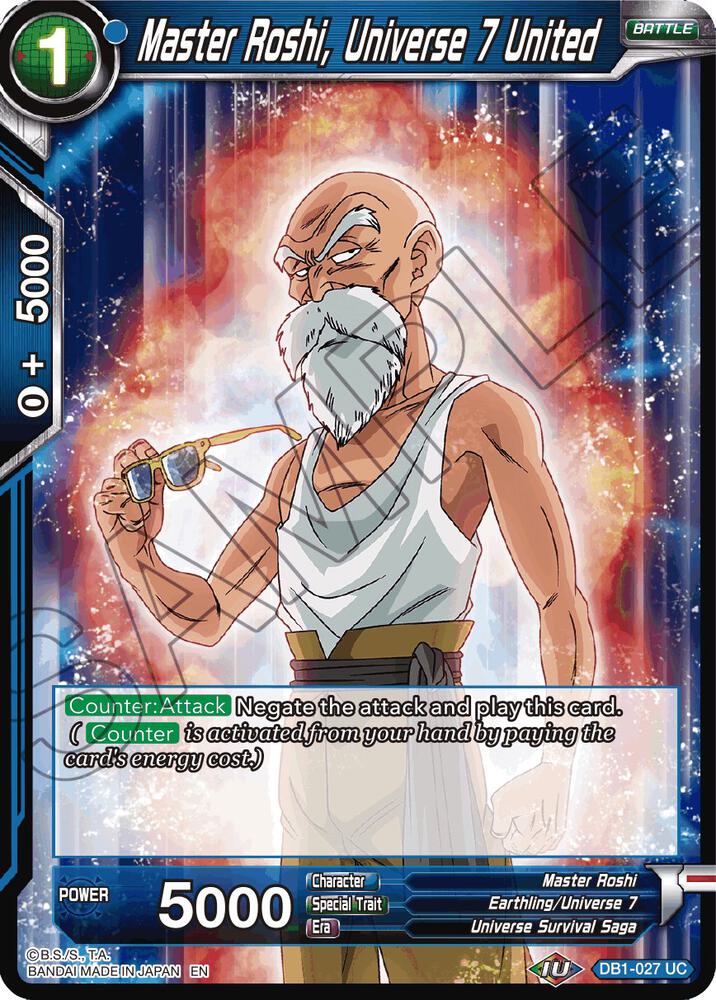 Master Roshi Universe 7 United Reprint Foil DB1-027 Battle Evolution Booster Dragonball Super card