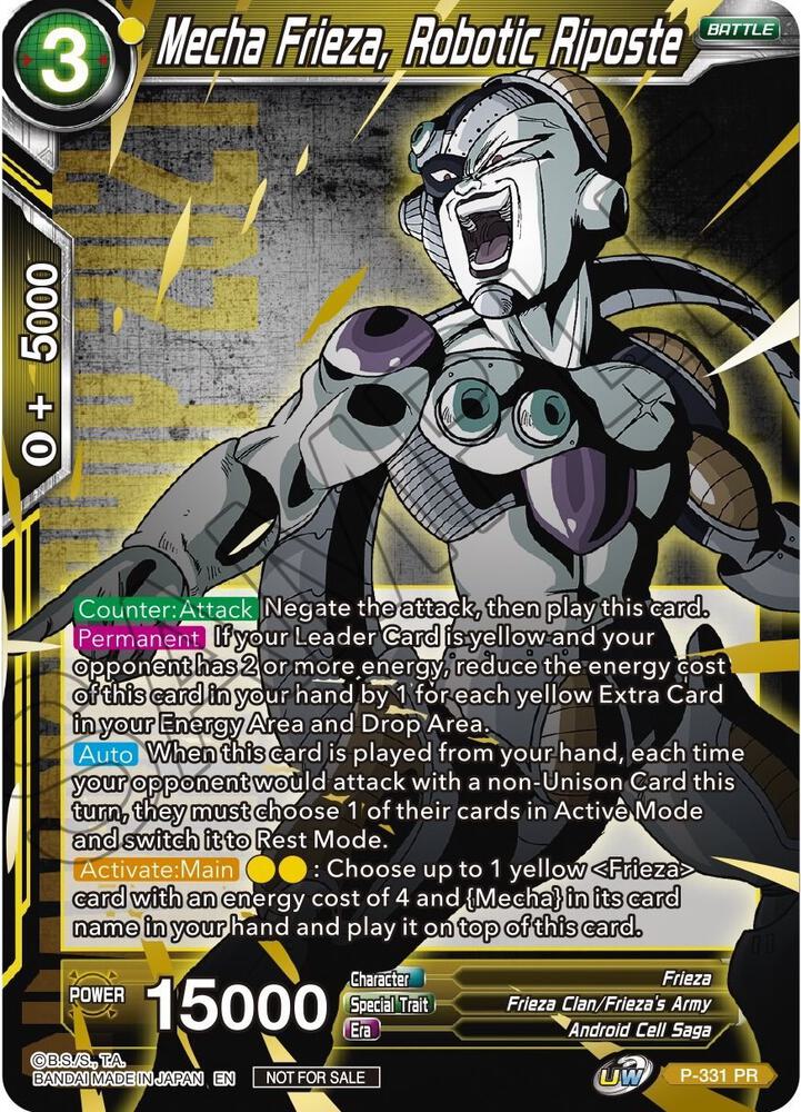 Mecha Frieza Robotic Riposte Championship Pack 2021 Vol1 Winner Gold Stamped P-331 Promotion Cards Dragonball Super card