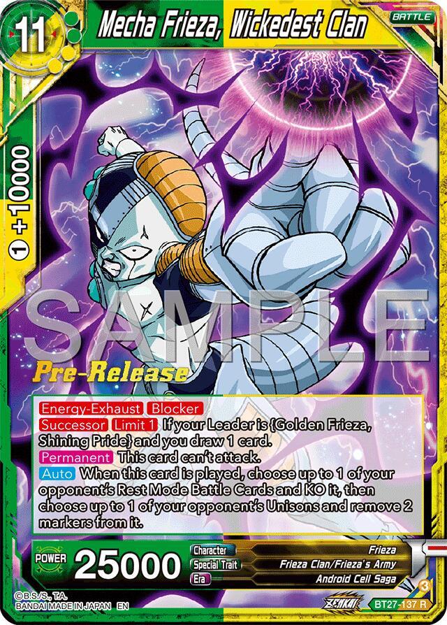Mecha Frieza Wickedest Clan BT27-137 History of Z Pre-Release Cards Dragonball Super card
