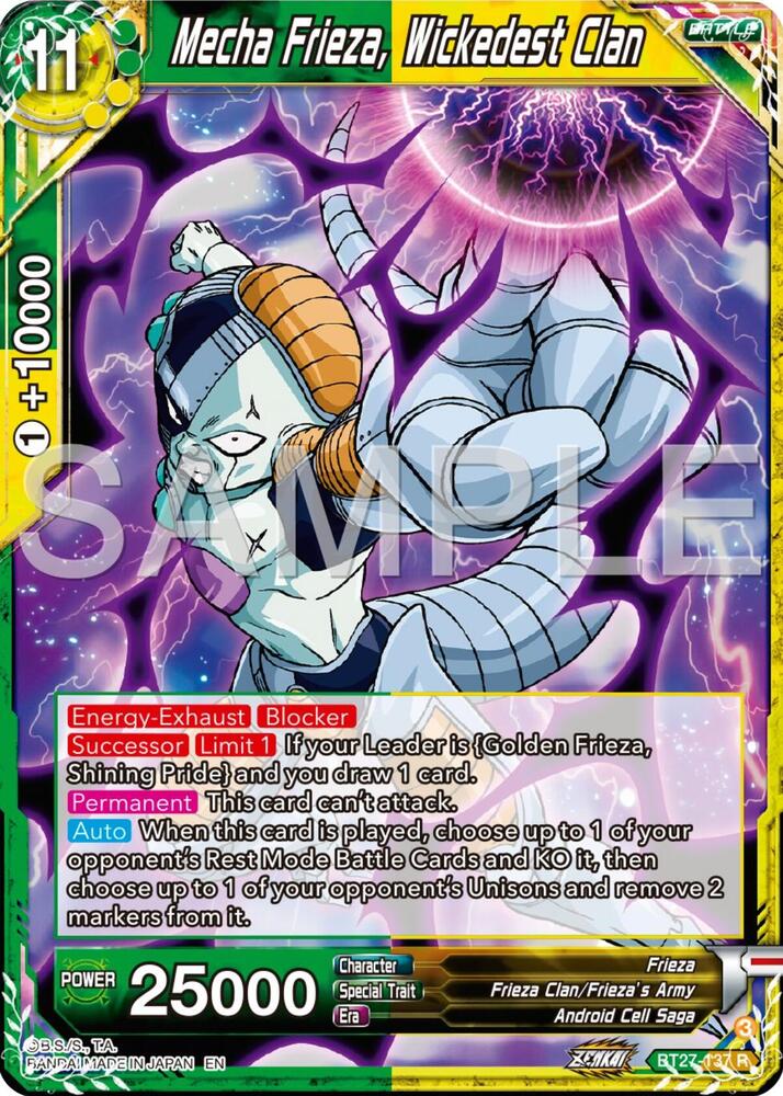 Mecha Frieza Wickedest Clan Foil BT27-137 History of Z Dragonball Super card