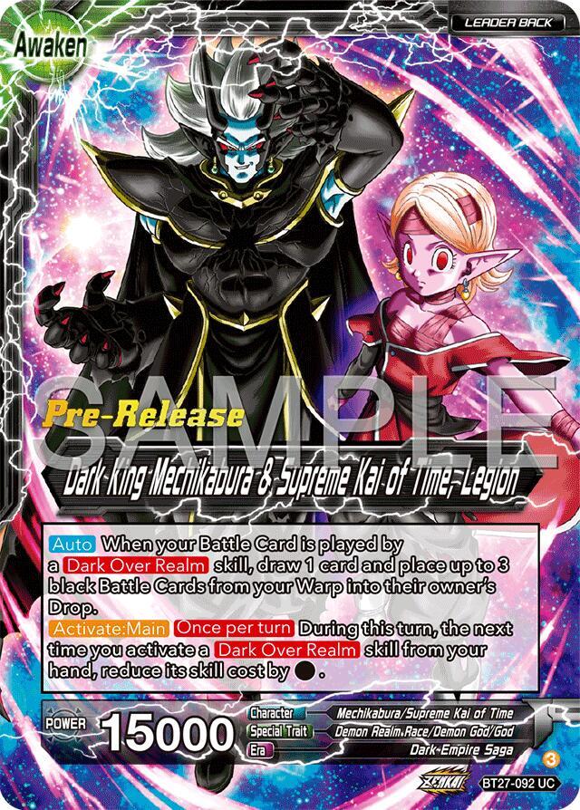 Mechikabura Dark King Mechikabura and Supreme Kai of Time Legion BT27-092 History of Z Pre-Release Cards Dragonball Super card