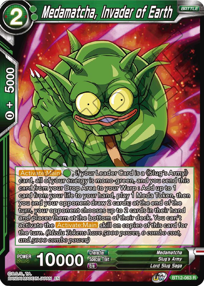 Medamatcha Invader of Earth Foil BT12-063 Vicious Rejuvenation Dragonball Super card