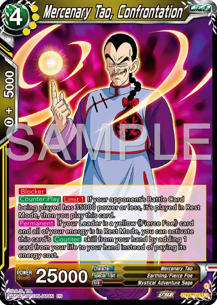 Mercenary Tao Confrontation BT27-073 History of Z Dragonball Super card