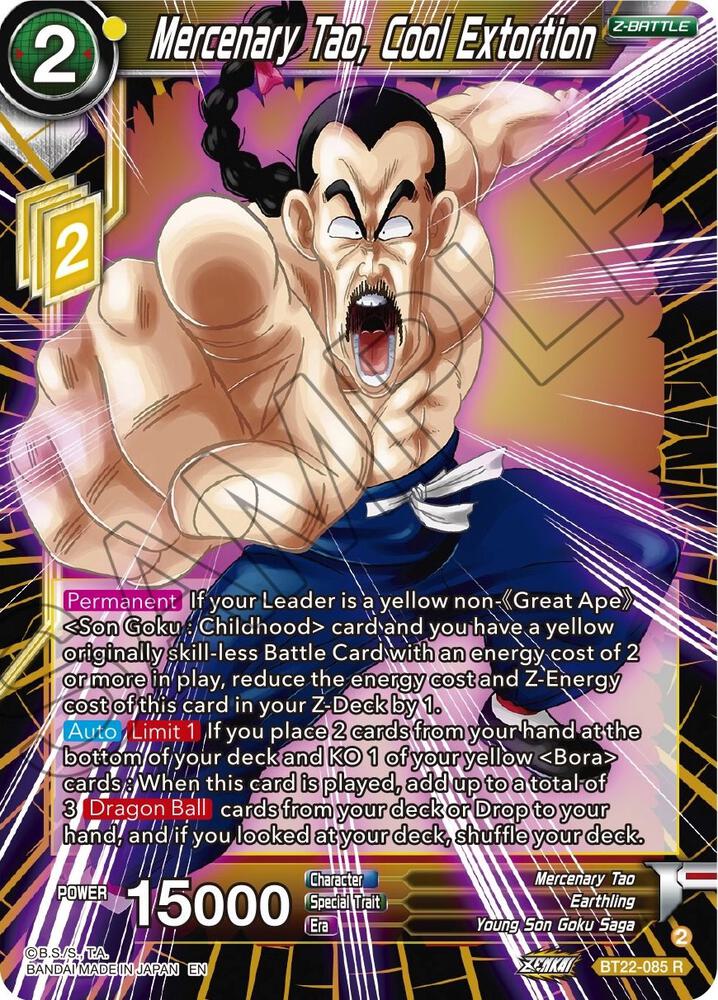 Mercenary Tao Cool Extortion Foil BT22-085 Critical Blow Dragonball Super card