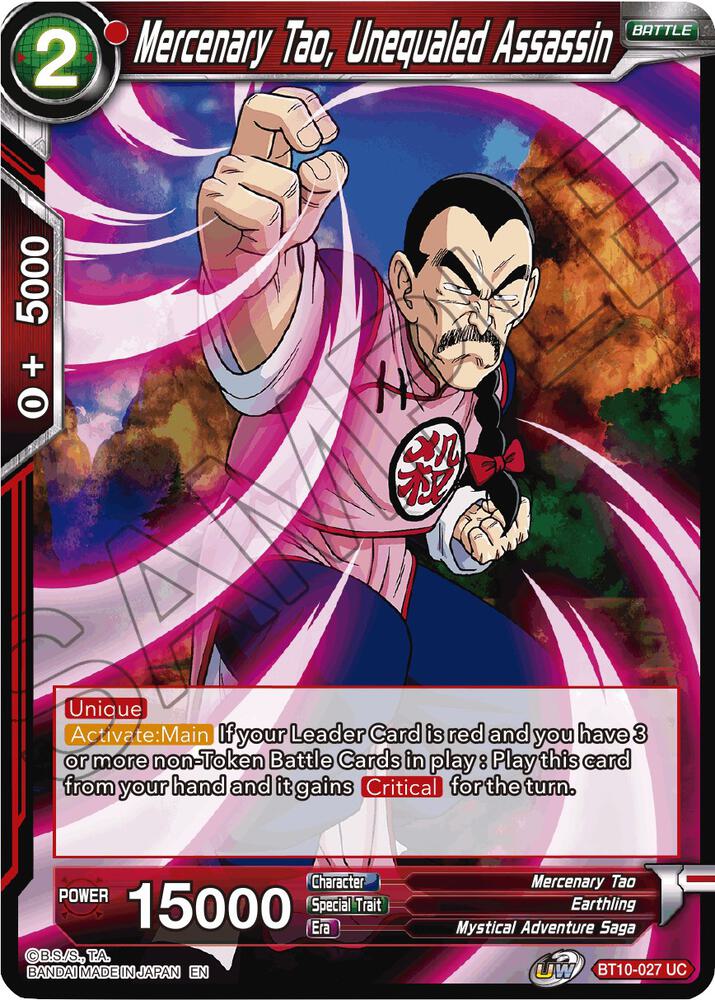 Mercenary Tao Unequaled Assassin Foil BT10-027 Rise of the Unison Warrior Dragonball Super card