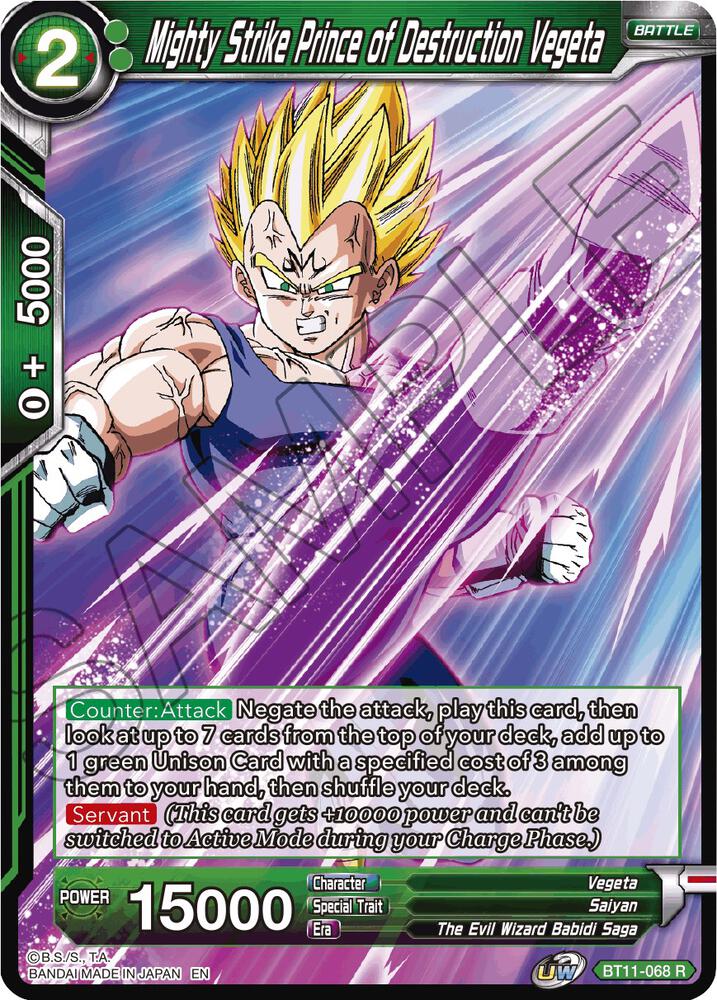 Mighty Strike Prince of Destruction Vegeta BT11-068 Vermilion Bloodline Dragonball Super card