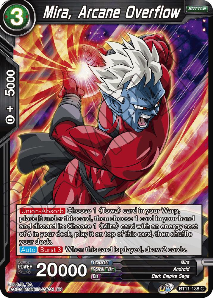 Mira Arcane Overflow Foil BT11-138 Vermilion Bloodline Dragonball Super card