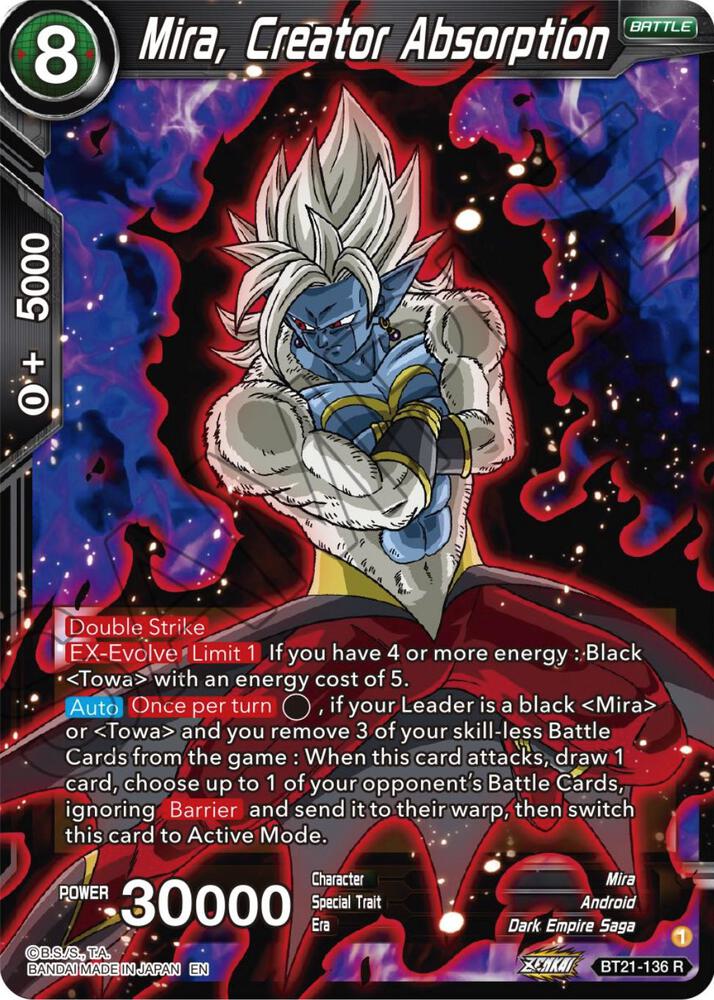 Mira Creator Absorption Foil BT21-136 Wild Resurgence Dragonball Super card