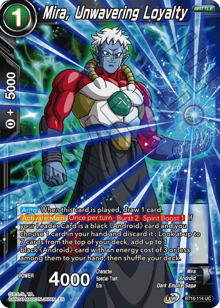 Mira Unwavering Loyalty Foil BT16-114 Realm of the Gods Dragonball Super card