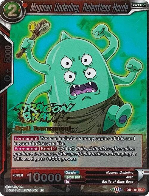 Moginan Underling Relentless Horde Dragon Brawl Draft Tournament Gold Stamped Foil DB1-018 Promotion Cards Dragonball Super card