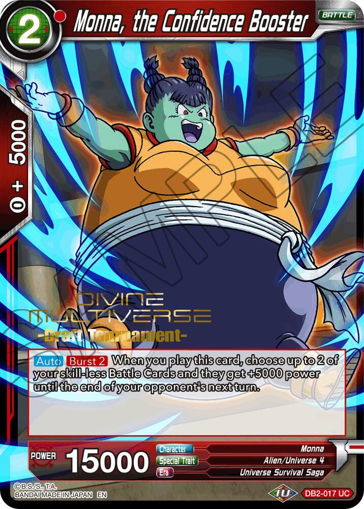 Monna the Confidence Booster Divine Multiverse Draft Tournament DB2-017 Tournament Promotion Cards Dragonball Super card