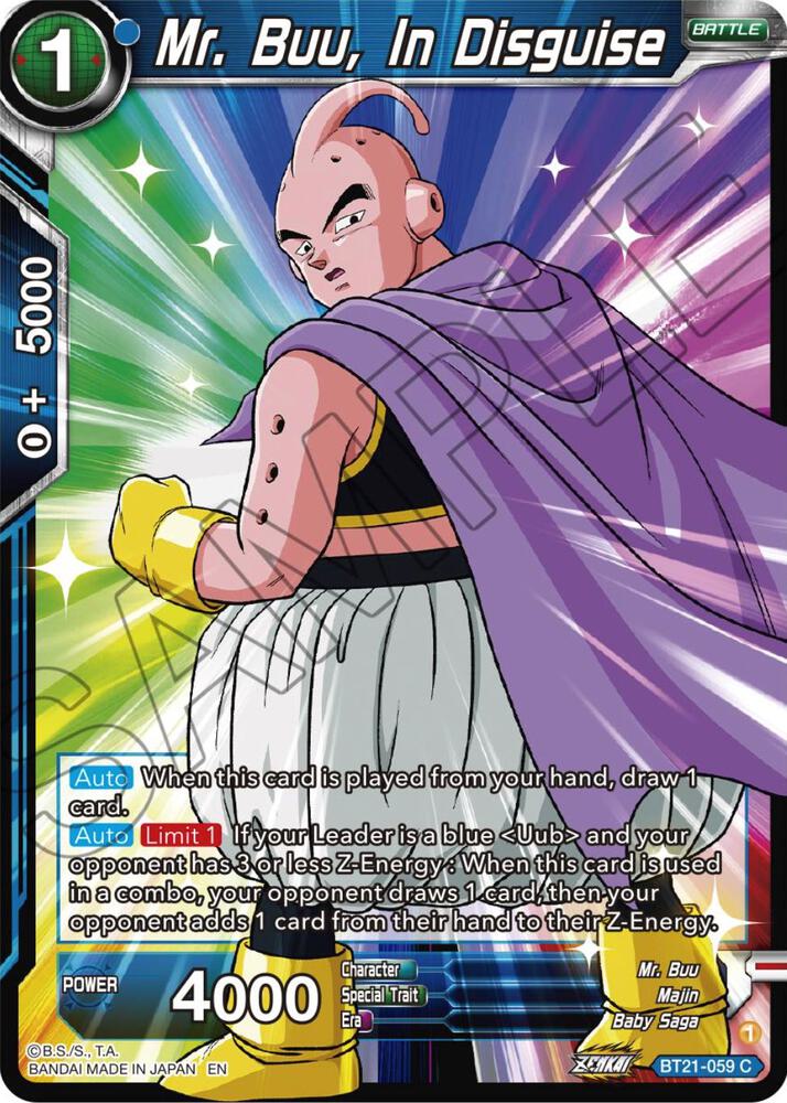 Mr Buu In Disguise Foil BT21-059 Wild Resurgence Dragonball Super card