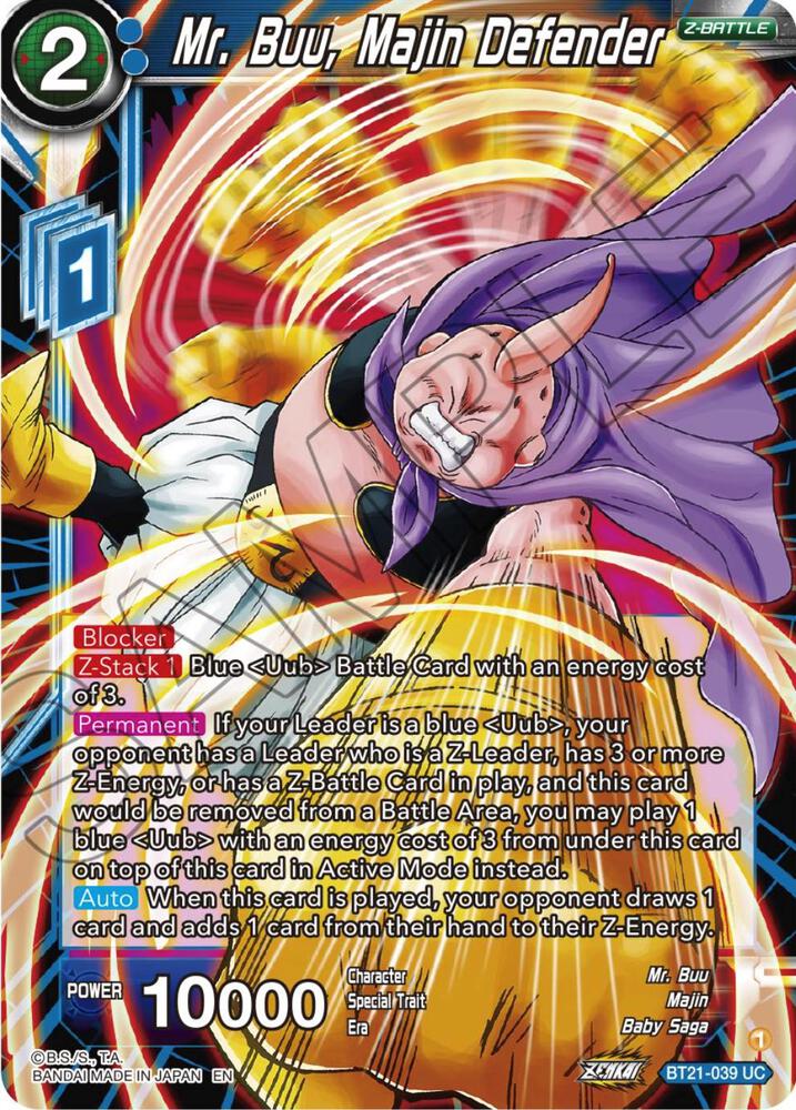 Mr Buu Majin Defender Foil BT21-039 Wild Resurgence Dragonball Super card