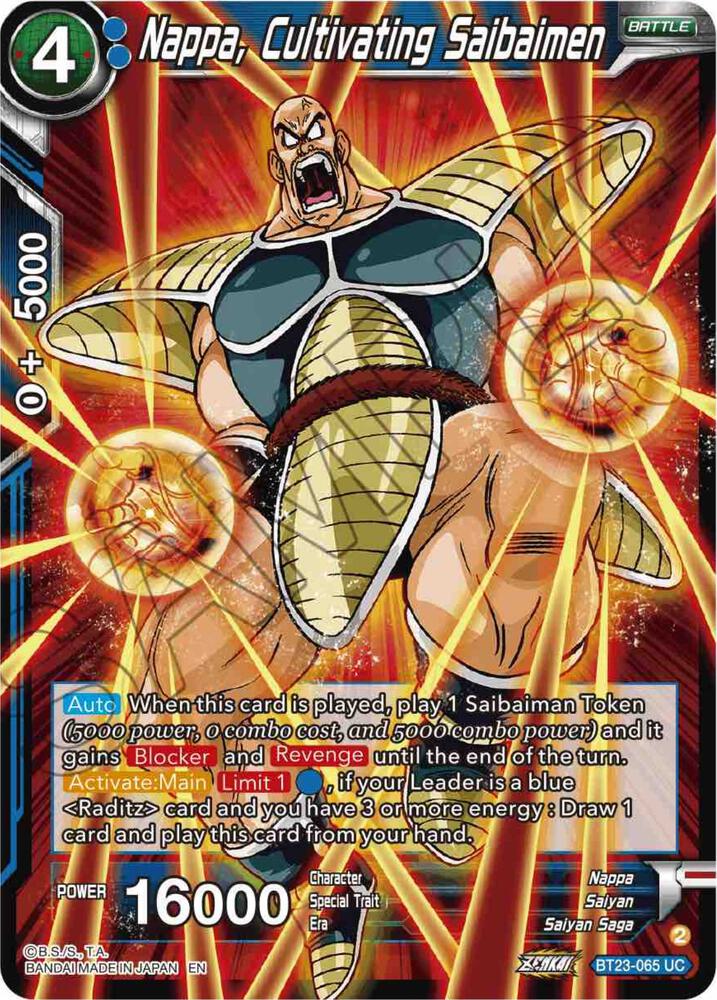 Nappa Cultivating Saibaimen BT23-065 Perfect Combination Dragonball Super card