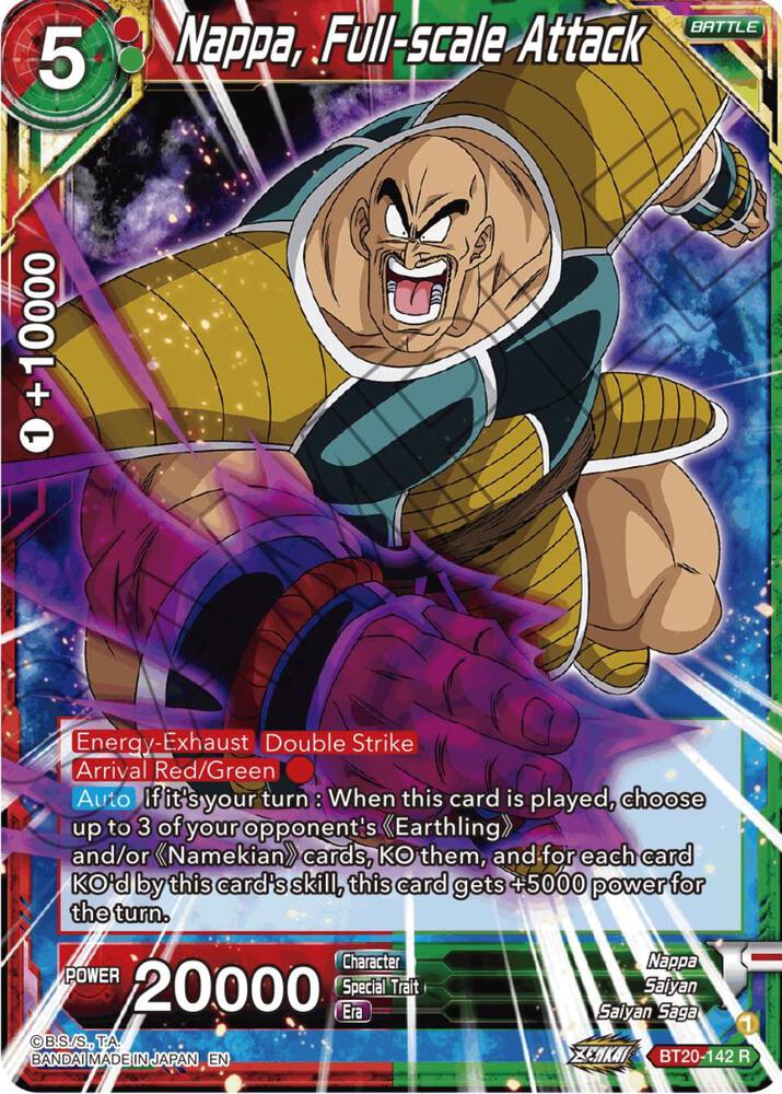 Nappa Full scale Attack BT20-142 Power Absorbed Dragonball Super card